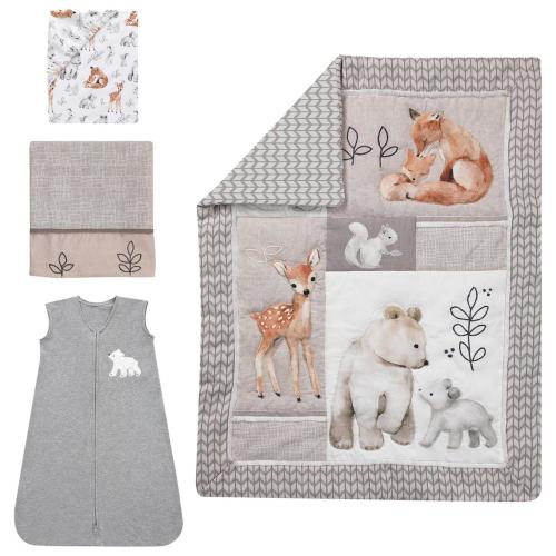 Lambs and Ivy Animals 4-Piece Nursery Crib Bedding Set in Beige