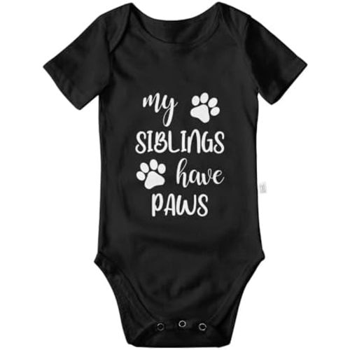 My Siblings Have Paws Bodysuits, Infant Boy Girl Newborn Cotton Romper Short Sleeve Jumpsuit Outfits 0-24 Months