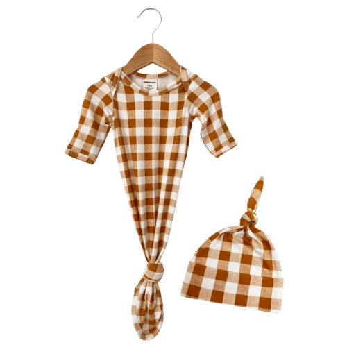 Knotted Gown & Hat Set, Tuscany Plaid