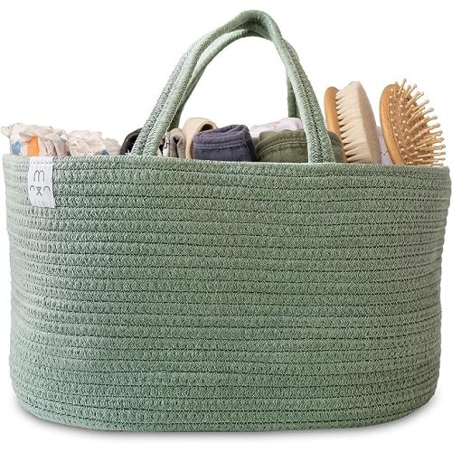 Natemia Baby Nappy Caddy Organizer - Large Portable Baby Caddy for Diapers and Wipes - Baby Basket for Newborn - Baby Storage Basket, Baby Baskets for Hampers, Gift Basket - Diaper Caddy Organizer - Lily Pad