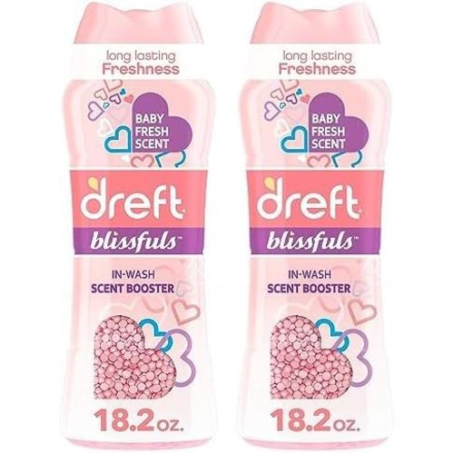 Dreft Blissfuls In-Wash Scent Booster Beads, Baby Fresh Scent, 18.2 oz (Pack of 2)