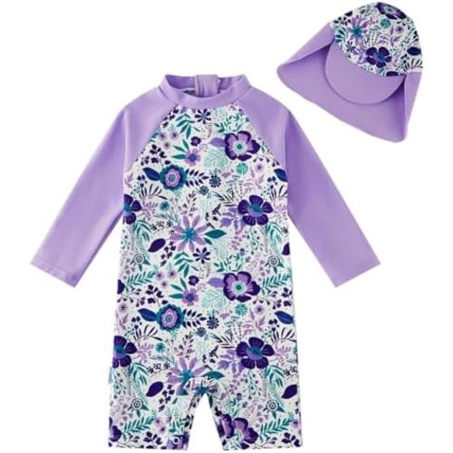 upandfast Baby/Toddler Girls Sunsuit Swimsuit with Snap Bottom UPF 50+ Infant One Piece Rashguard Swimwear