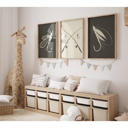 Fly Fishing Nursery Decor, Set of Three Prints, Boys Bedroom Wall Decor, Fisherman Nursery Decor, Angler Wall Art, Gifts For Fly Fisherman