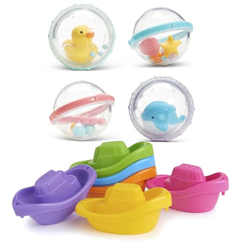 Munchkin® Little Boat Train Baby and Toddler Bath Toy, 6 Piece Set & ® Float & Play Bubbles™ Baby and Toddler Bath Toy, 4 Count