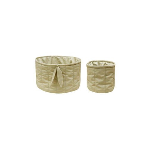 SET OF TWO QUILTED BASKETS OLIVE