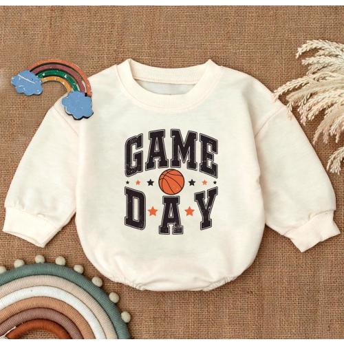 Game Day Romper Sweatshirt, Basketball Baby Outfit, Sports Lover Baby Clothes, Toddler Sports Romper, Baby Shower Gift, Baby Game Day Outfit