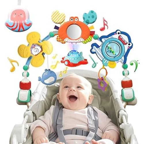 Musical Baby Stroller Arch Toys, Travel Car Seat Toys, Baby Play Arch Crib Accessory Toys, Mobile for Bassinet, Pram Activity Arch Bar Toys for Babies Infants