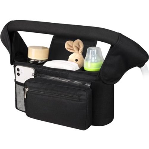 Universal Stroller Organizer, with Insulated Cup Holder Detachable Phone Bag and Shoulder Strap, Stroller Caddy Fits for Stroller Like Uppababy, Baby Jogger, Doona, Nuna, BOB, and Pet Stroller