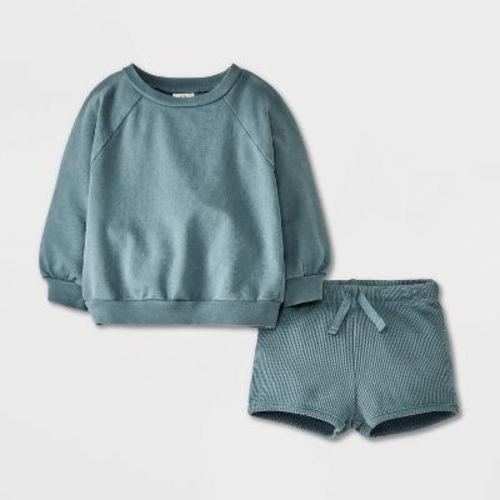 Baby Waffle Sweatshirt & Shorts Set - Cat & Jack™ Blue Newborn