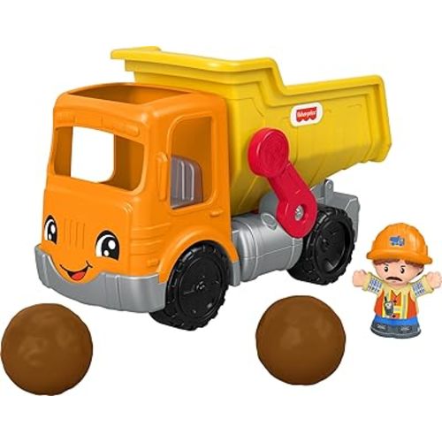 Fisher-Price Little People Toddler Construction Toy Work Together Dump Truck with Music & Accessories for Pretend Play Kids Ages 1+ Years