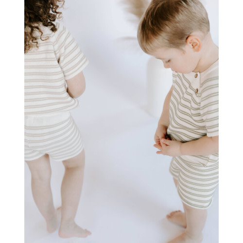 Organic Cotton Stripe Short Set, Sage - Dear Hayden | Maisonette