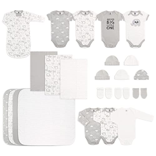 The Peanutshell Newborn Layette Set in Unisex Grey - 23 Piece Newborn Clothes & Accessories Set - Fits Newborns to 3 Months