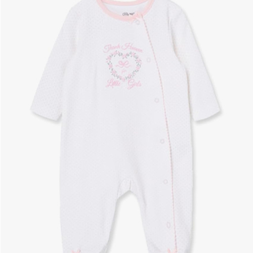 Little Me Clothes for Baby Girls' 100% Cotton Scratch-Free Tag Footie Sleeper, Preemie to 9 Months