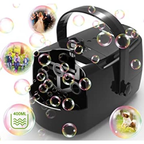 Bubble Machine Durable Automatic Bubble Blower, 18000+ Big Bubbles Per Minute Bubbles for Kids Toddlers Bubble Maker Operated by Plugin or Batteries Bubble Toys for Indoor Outdoor Birthday Party