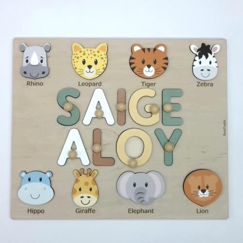 Toddler Montessori Toys | Custom Baby Shower Gift | Personalized Puzzle