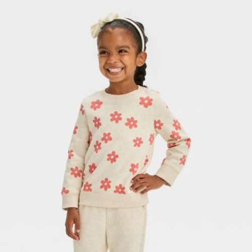 Toddler Girls' Fleece Pullover Sweatshirt - Cat & Jack™ Oatmeal 18m