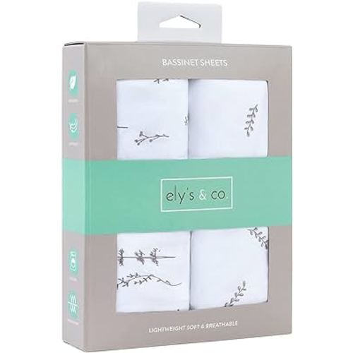 Bassinet Sheet Set 2 Pack - Baby Bassinet Sheets with 100% Jersey Cotton - Bassinet Sheets for Baby Girl and Boy (Bassinet, Forest Grey)