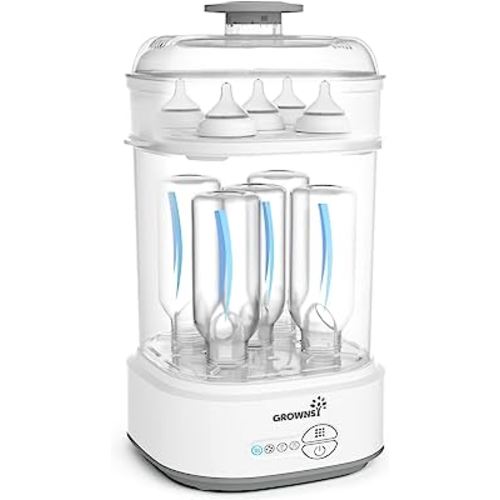 GROWNSY Bottle Sterilizer and Dryer, Compact Electric Steam Baby Bottle Sterilizer (Esterilizador de Biberones), Bottle Sanitizer for Baby Bottles, Pacifiers, Pump Parts