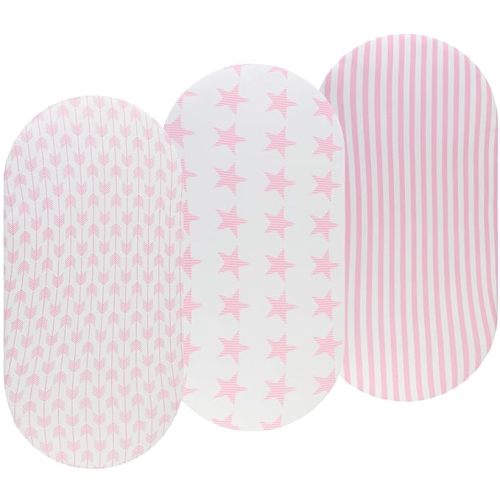 Pink Stars and Stripes Bassinet Fitted Sheets 3 Pack