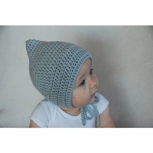 Baby pixie bonnet, crochet super soft bonnet, newborn hat with ties, handmade bonnet, photo prop newborn photo, baby shower gift, cotton hat