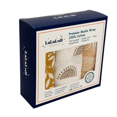 LaLaLull Australia® Newborn Muslin Wraps 3Pcs Set- 100% Premium Cotton