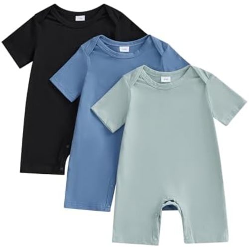 Baby Boys Girls Clothes Newborn 3-pack Romper Solid Short Sleeve One Piece Jumpsuit Infant Summer Spring Outfits