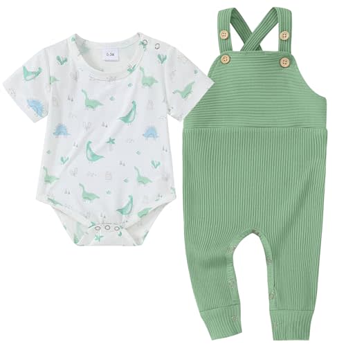 DISAUR Newborn Baby Boy Clothes, Infant Boy Bodysuit Outfits Long Sleeve Romper + Bib Overall Pants Fall Newborn Boy Clothes