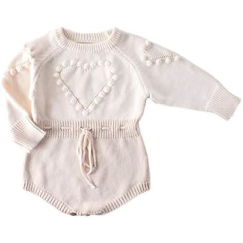 Merqwadd Infant Toddler Baby Girl Warm Romper Solid Longsleeve Knit Sweater Winter Rompers