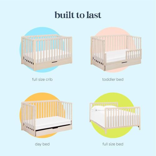Carter’s by DaVinci. Colby 4-in-1 Convertible Crib with Trundle Drawer in Washed Natural, Greenguard Gold Certified, Undercrib Storage