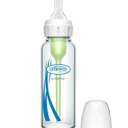 Dr. Brown’s Natural Flow® Anti-Colic Options+™ Narrow Glass Baby Bottle, with Level 1 Slow Flow Nipple