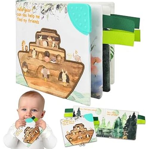 Soft Book, Touch and Feel Cloth Soft Crinkle Books for Babies,Toddlers Infant Kids Teething Toys Activity Early Education Toys, Cute Sensory Book for Babies 0-12 Months with Textured Animals