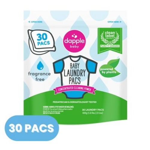 Dapple Baby Laundry Detergent Pacs Fragrance Free For Sensitive Skin - 30ct: Hypoallergenic, Dye-Free, Sulfate-Free