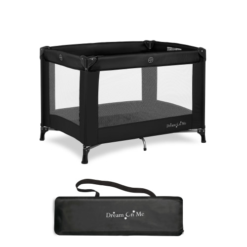 Dream On Me Nest Portable Foldable Baby Bed Playpen, Travel Play Yard with Carry Bag, Black