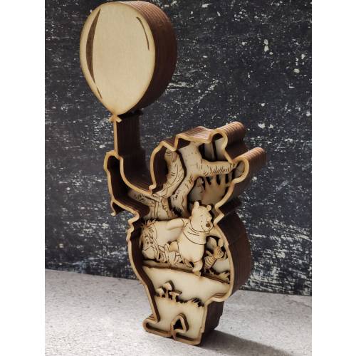 Wooden laser cut Winnie the Pooh scene. Fast Free Shipping