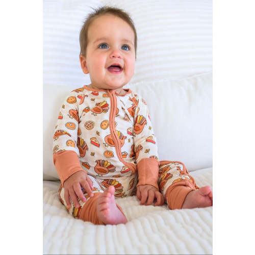 Bamboo Convertible Zipper Romper in Gobble Gobble | Caden Lane