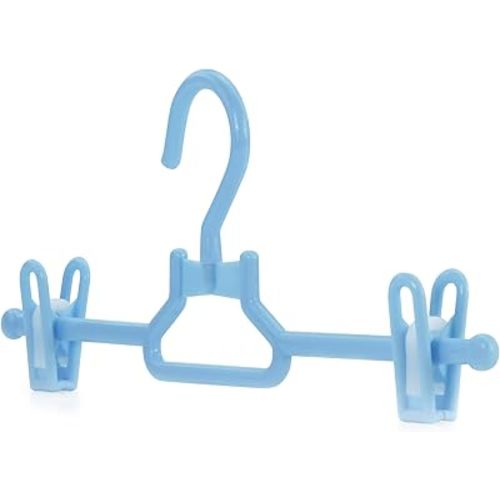 HANGERWORLD 11.8inch Kids Toddler Baby Pant and Skirt Hangers with Clips Swivel Hook (20 Pack, Blue)