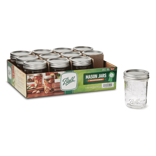 Ball Regular Mouth 8 Oz Glass Mason Jars with Lid & Band for Canning, Crafting & Storing, 12 Count, BPA-Free