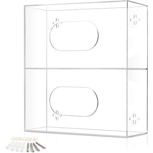 Double Glove Box Holder Wall Mount Glove Dispenser - Disposable Glove Holder Wall Mount Glove Station for Medical Gloves, Multipurpose Kitchen Gloves Holder - Includes Hanging Hardware
