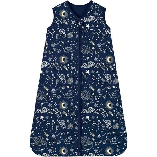 Baby Sleep Sack 0-6 months, 100% Cotton Sleep Sack for Newborn, Wearable Blanket Baby, 0.5 Tog Lightweight Double Zipper Sleeping Bag Blue Sky 1 Pack
