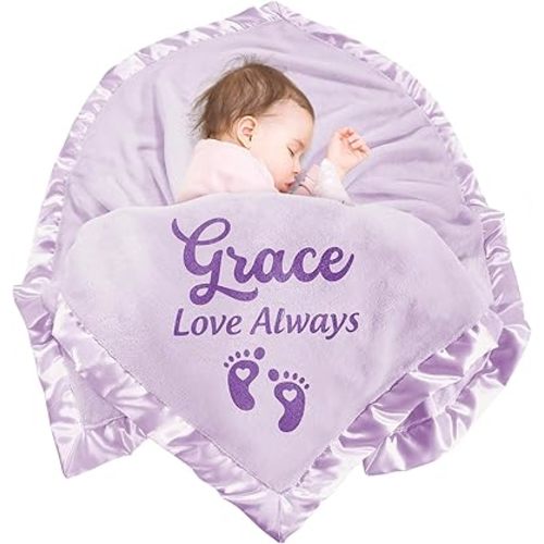 Yofair Personalized Baby Blanket for Girls Boys Custom Blanket with Name Customized Baby Gifts for Newborn