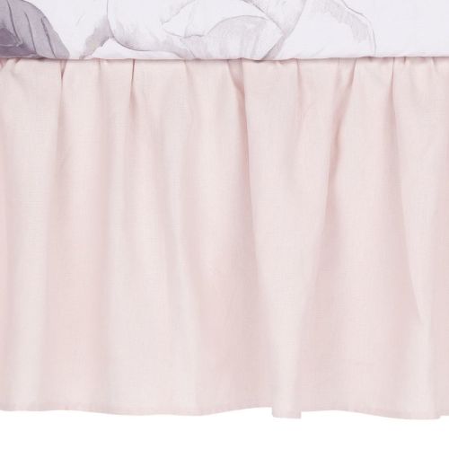 Lambs & Ivy Floral Garden Pink Linen Shirred Crib Skirt/dust Ruffle