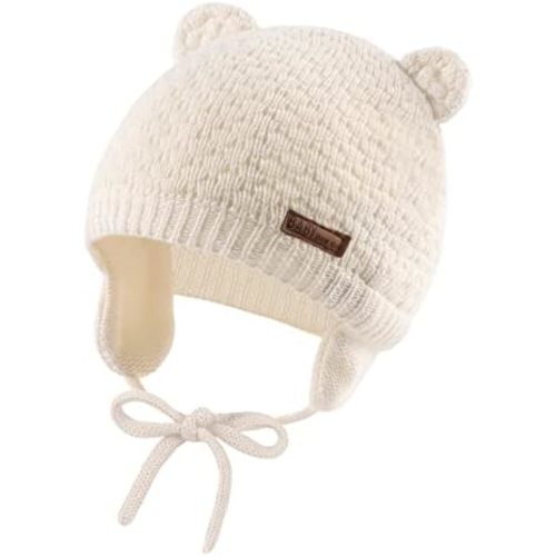JANGANNSA Cute Infant Toddler Baby Boys Hat Bear Ears Baby Girls Beanie Cotton Lining Earflap Kids Hat Spring Autumn 0-2Y