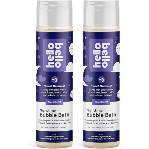 Hello Bello Premium Baby Bubble Bath I Tear Free and Ultra Mild Bubble Bath for Babies and Kids with Aloe Vera, Calendula and Avocado Extract I Sleep Sweet Scent I 20 FL Oz (2 Packs of 10oz)