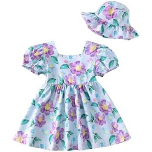 Toddler Baby Girl Dresses Summer Clothes Boho Short Sleeve Dress Ruffle Infant Sundress Cute Girls Outfit