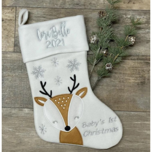 HolyStitchin Personalized Baby's First Christmas Stocking