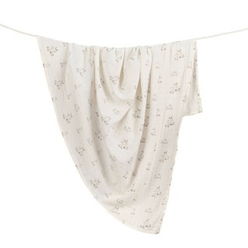 Crane Baby Organic Muslin Swaddle Blanket, Color: Avery Bunny