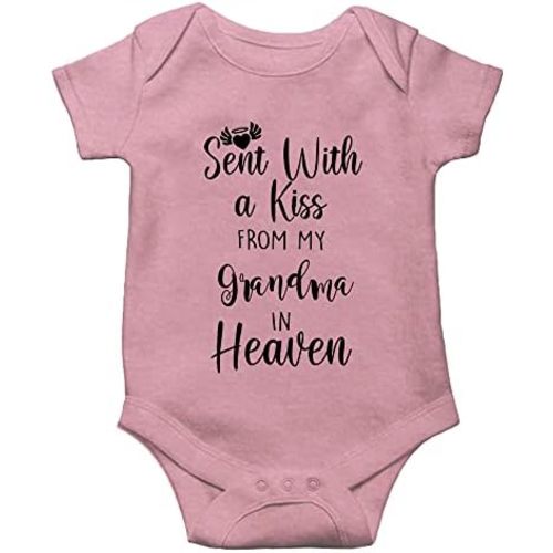 Baby Bodysuit,Sent with A Kiss from My Grandma in Heaven-Newborn Infant Baby Bodysuit White Long Sleeve 0-24 Months