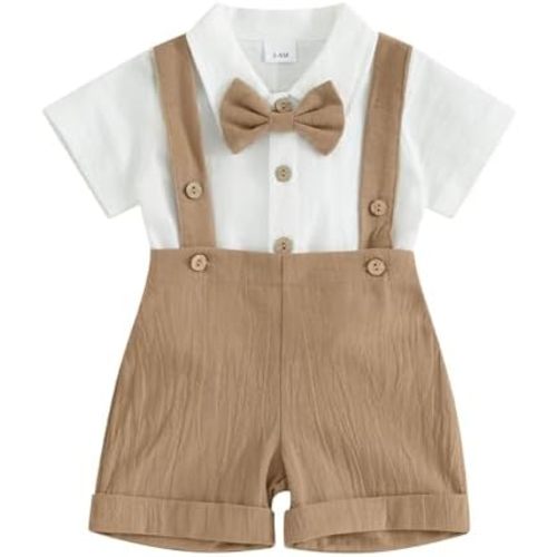 Infant Baby Boy Gentleman Outfit Summer Romper Onesie Suspender Shorts Overalls Newborn Dress Clothes