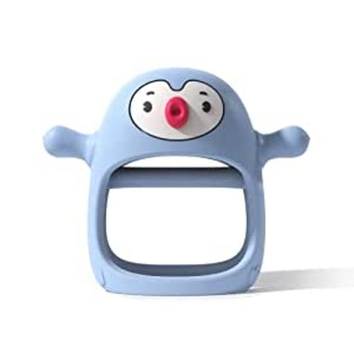 Amazon.com : Smily Mia Penguin Buddy Never Drop Silicone Baby Teething Toy for 0-6month Infants, Baby Chew Toys for Sucking Needs, Hand Pacifier for Breast Feeding Babies, Car Seat Toy for New Born,Light Blue : Baby