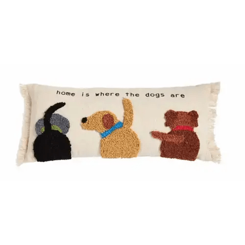 Home Dog Canvas Hook Pillow In Beige